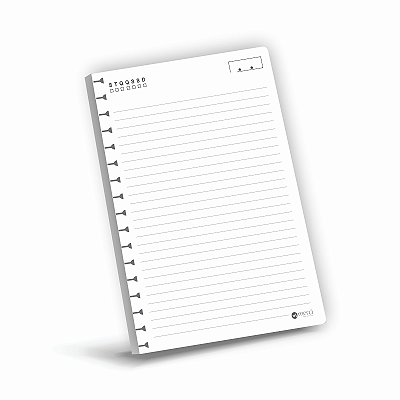 Refil para Caderno Colegial Reposicionável Pautado Branco