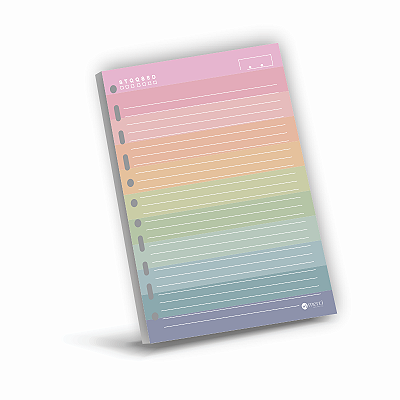 Refil para Caderno Colegial Argolado Pautado Aquarela