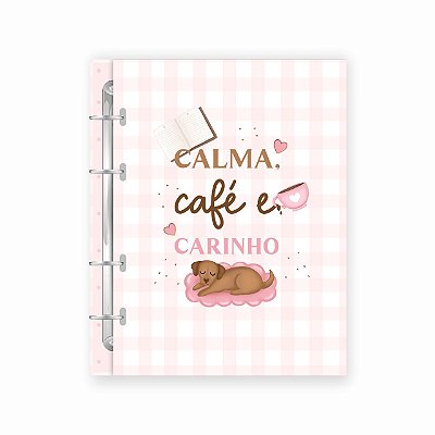 Caderno Colegial Argolado Calma Café e Carinho