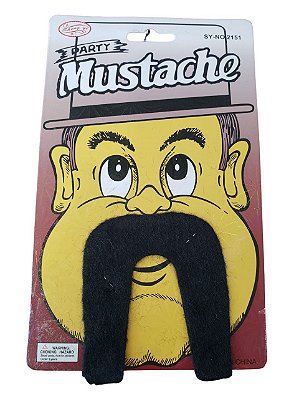 Fantasia bigode falso preto em pelúcia modelo 2153