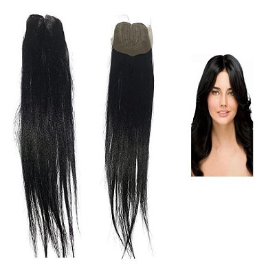 T-lace Top Closure De Cabelo Organico 50cm Repartição 28g