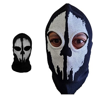 Máscara Touca Esqueleto Caveira Motociclista Fantasia Tecido