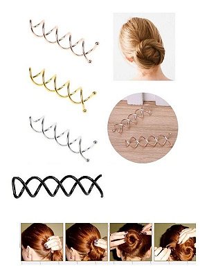 Kit 4 Espiral Hair Pin Prendedor De Coque