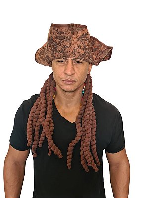 Chapéu Pirata com cabelo Fantasia Cosplay