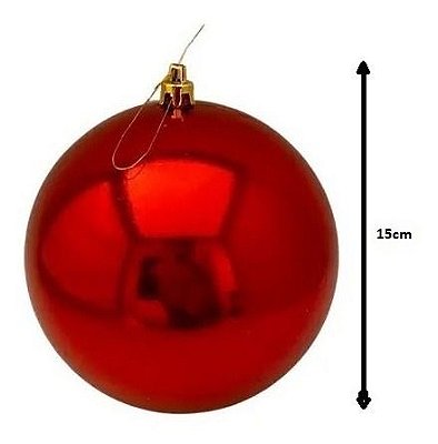 Bola De Natal/ ano novo Lisa Vermelha 15cm - Unidade