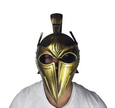 Capacete Gladiador romano dourado fantasia