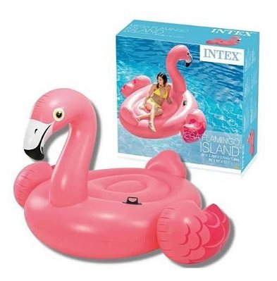 Boia Inflável Gigante - Bote Mega Ilha Flamingo Rosa - Intex