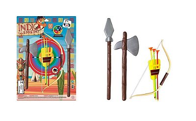 Brinquedo Índio Guerreiro Infantil Com Arco E Flechas 9pcs