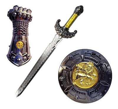 Brinquedo Luta Medieval Kit Espada Escudo Armadura Punho