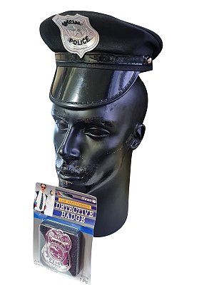 Kit Policial Quepe Distintivo Fantasia adulto/ infantil