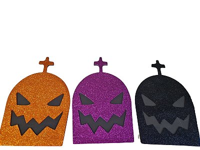 Kit Decoração de Halloween 6 Lápides em Eva Glitter Sortido