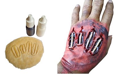 Maquiagem Artística Ferida Ossos da Mão Látex +Latex+ sangue
