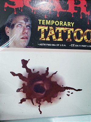 Adesivo Tatuagem temporária ferimento de tiro fantasia