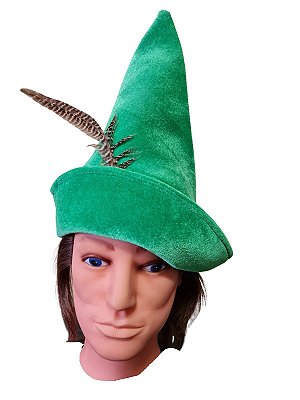 Fantasia Chapéu Robin Hood verde com pena infantil