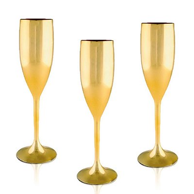 Kit 25 Taças champanhe cor ouro brilhoso Luxo 170ml