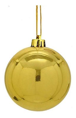 Bolas De Festa Natal Lisa Dourada Brilhosa 15cm - Kit 25un