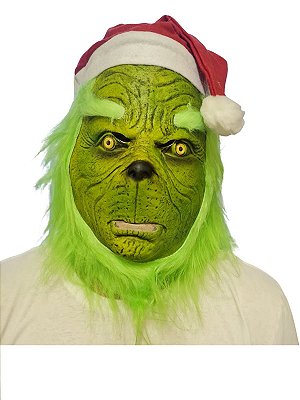 Máscara Grinch Verde Monstro Noel c/ Luvas Fantasia Natal