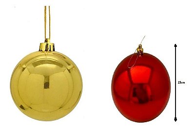 Bola De Natal Lisa Vermelha E Dourada 15cm - 4 Unidades