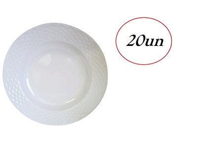 Kit 20un Prato Plástico Melamina Branco Refeição Fundo 23cm