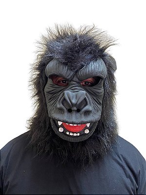Fantasia Máscara Gorila com pelos cabeça Inteira de Látex