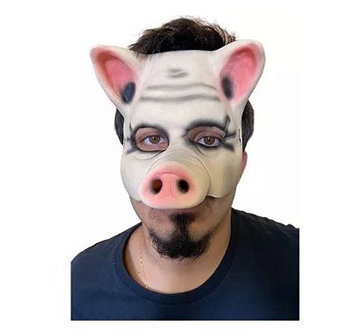 Fantasia Máscara Porquinho Porco metade do Rosto de Látex