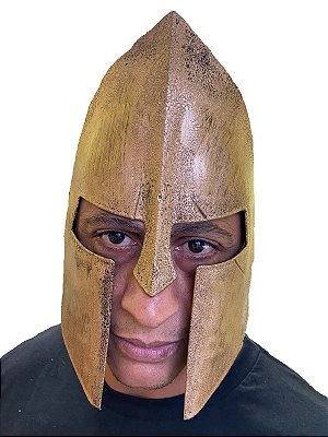 Fantasia Capacete Soldado Romano Gladiador c/ pluma dourado