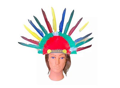Kit  3un Fantasias Cocar Índio Colorido Carnaval com penas