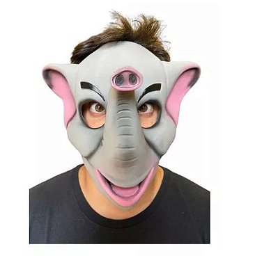 Máscara de Personagem Animal Elefante de Látex - Fantasia Floc