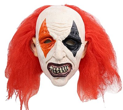 Máscara De Látex De Palhaço De Halloween Com Peruca Vermelha