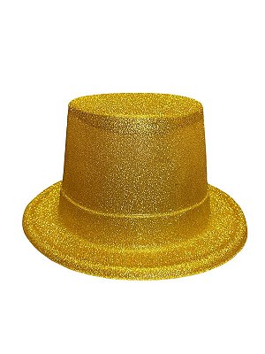 Fantasia Cartola Chapéu plástico com Glitter Dourado-20un