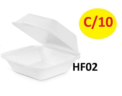 Hamburgueira Isopor HF02 Térmica Lanches Porções c/ 10 UN