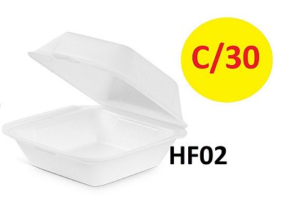 Hamburgueira Isopor HF02 Térmica Lanches Porções c/ 30 UN