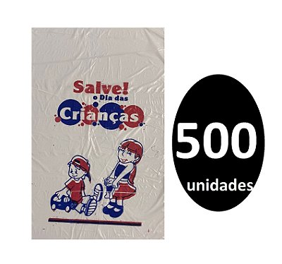 Kit 500 Sacos de Plástico p/ Salve o Dia das Crianças 16x24