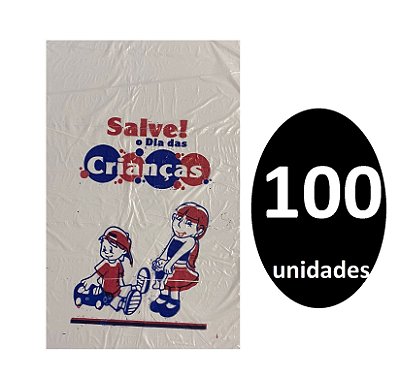 Kit 100 Sacos de Plástico p/ Salve o Dia das Crianças 16x24