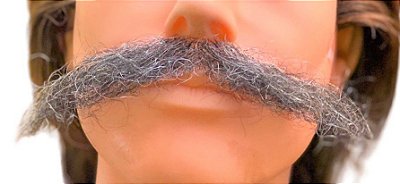 Bigode Postiço Cheio Grisalho Escuro- Realista implantado