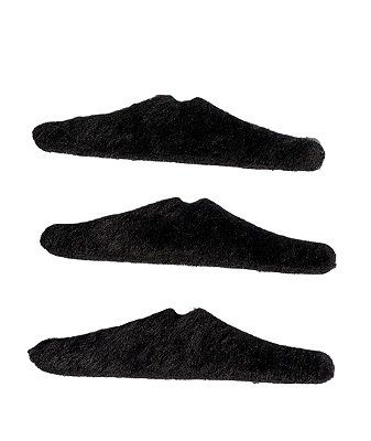 Fantasia Kit 3un Bigode falso preto de pelucia fino adesivo