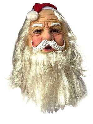 Máscara de Papai Noel de Látex Realista com cabelo e barba