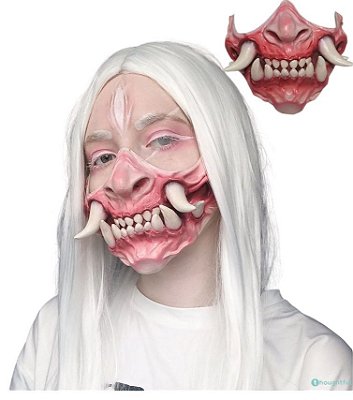 Máscara De Látex Meia Face Prajna com dentes de Terror