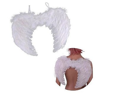 Asa Anjo Branca Penas Artificiais Cosplay Fantasia