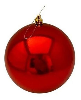 Bola De festa Natal Lisa Vermelha 12cm - Kit 2un