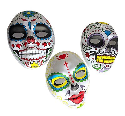 Combo 5un Fantasia Máscara de Caveira Mexicana Colorida