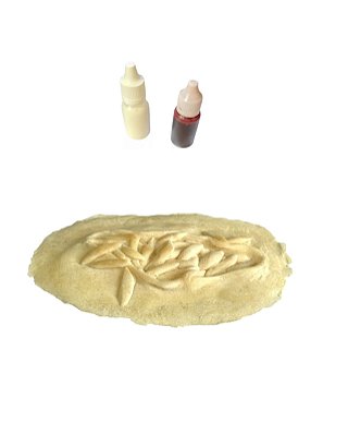 Prótese maquiagem artística ferida c/ bichos + látex +sangue