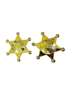 2 Estrela de Xerife  dourada de Plástico para Fantasias 7cm