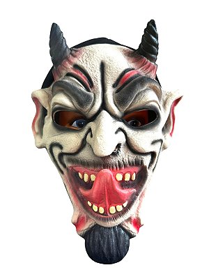 Fantasia Máscara Diabo Lucifer com língua pra fora e chifres