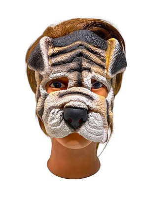 Fantasia Máscara Cachorro Buldog Metade do rosto Látex  Dog