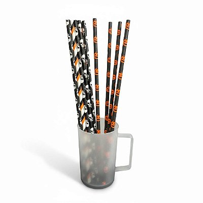 Kit 200 Canudos Temáticos de Halloween de papel Enfeites
