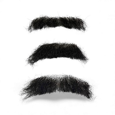Kit Fantasia 3 Bigodes Falso pretos + cola 10ml + removedor