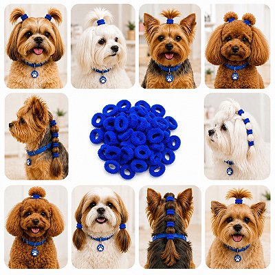 Kit 120 Xuxinhas pipoquinha cor azul para Pet ou Bebê  1cm