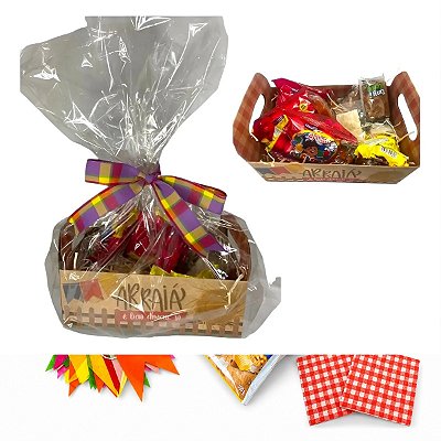 Kit Cesta com 17 doces Festa Junina p/ Colaborador Empresa