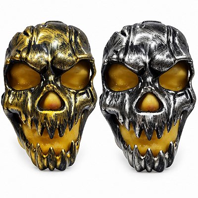 Fantasia Máscara Caveira metalizada prata/ dourada halloween